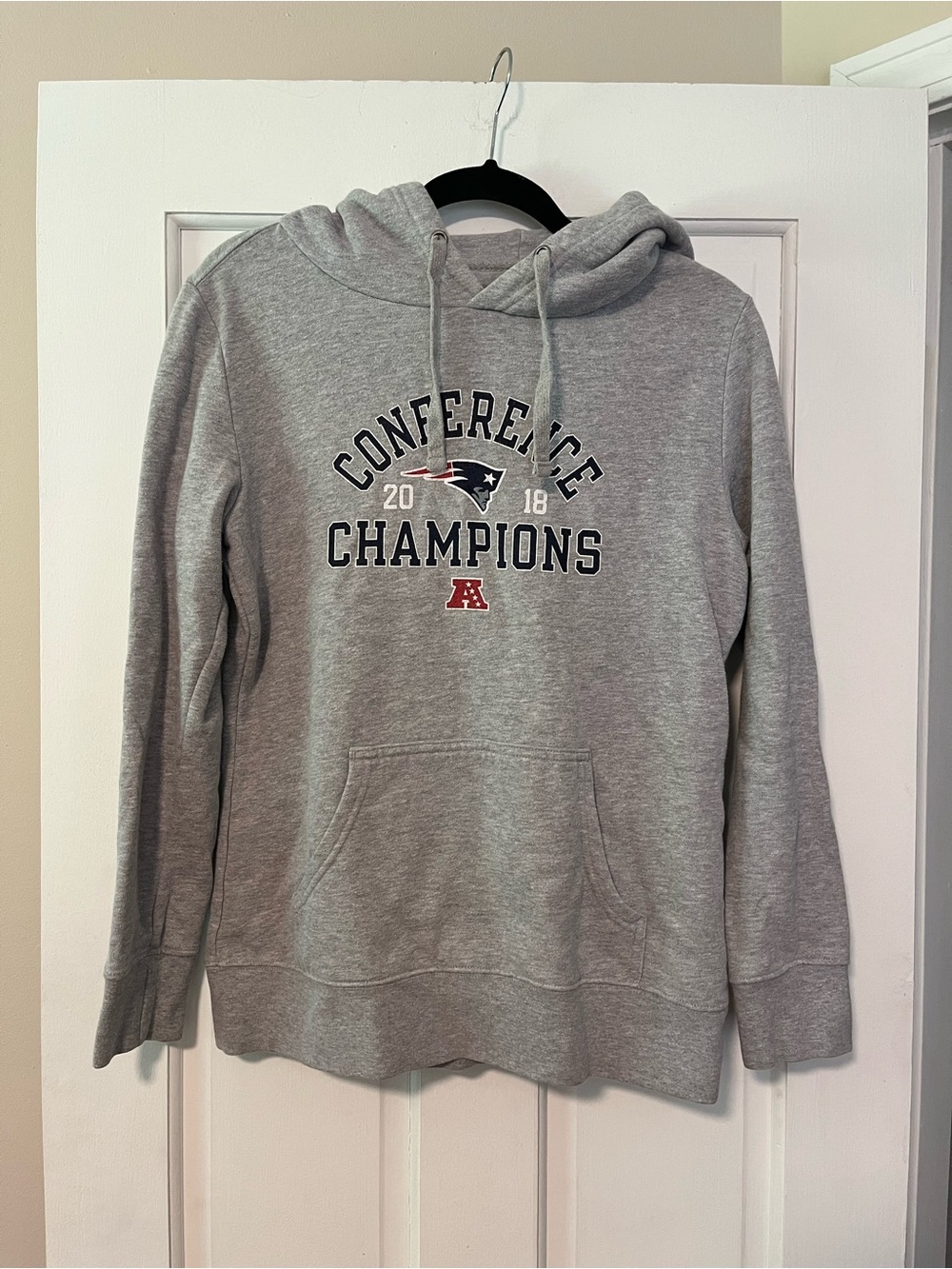 Patriots Light Grey Hoodie Conference Champs 2018